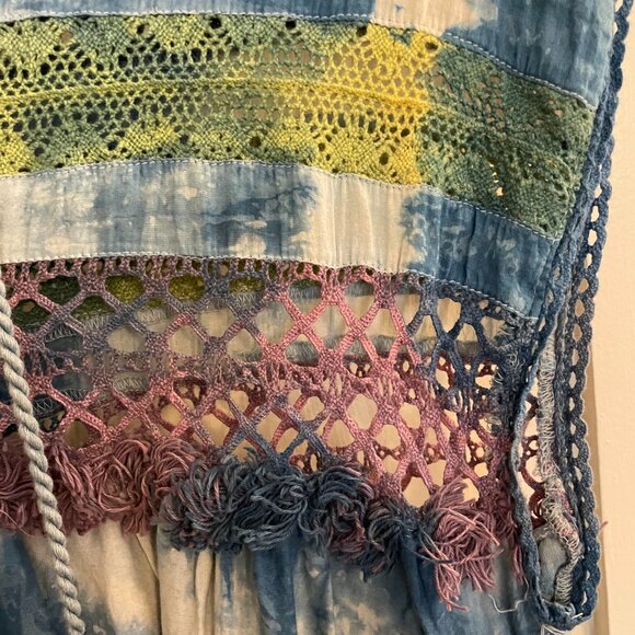 Tie Dyed Version of Free People/Carolina K Santana Boho Crochet Midi Dress S - Picture 4 of 5